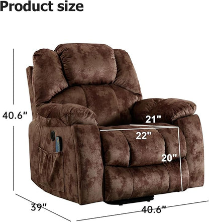 Phoenix Home Large Power Lift Recliner with Massage and Heat for Elderly, Electric Chair with USB Port, 2 Hidden Cup Holders, Dark Grey