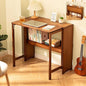 Bamboo Folding Desk Mid Century Modern Desk for Home Office Bedroom Small Spaces, Brown