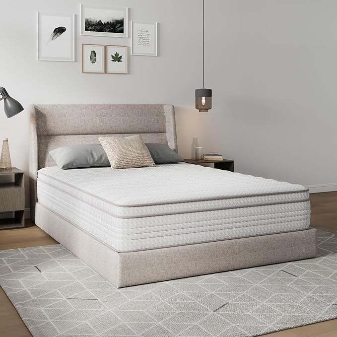 Novilla King Size Mattress, 12 Inch King Mattresses in a Box with Smarts™ Pocket Coil for Pressure Relief, Medium Firm Foam and Spring Hybrid Colchones with CertiPUR-US Certified