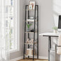 Ladder Shelf, Bookshelf Bookcase, Freestanding Corner Storage Shelve with 2 Hooks for Home Office, Living Room, Kitchen, Bedroom, Industrial, 5-Tier Greige BC03205B
