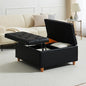 GAOMON Leather Storage Ottoman Coffee Table with Lift Top, Faux Leather Tufted Upholstered Ottoman with Storage, Large Square Storage Ottoman Bench for Bedroom Living Room(Leather, Black)