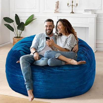 HABUTWAY Bean Bag Chair: Giant 5' Memory Foam Furniture Bean Bag Chair for Adults with Microfiber Cover 5Ft (Blue)