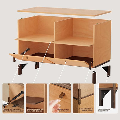 Sebastack TV Stand, Expandable Television Stand, Customizable Coffee Table with Drawer, Entertainment Center and Media Console with Storage for Living Room, Bedroom, 31 inch Walnut Color (1 pcs)