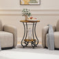 Side Table,Small Round End Table with Lower Shelf for Small Spaces, Portable Couch Sofa Coffee Table,Bedside Nightstand Table with Metal Frame,Retro Accent Drink Table for Living Room Bedroom Balcony