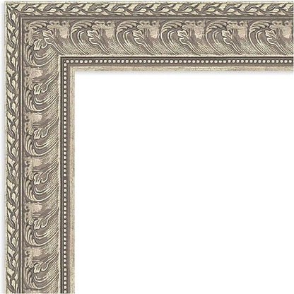 Amanti Art Silver Bathroom Mirror for Over Sink, 31x25 Sydney Silver Rectangle Vanity Mirror, Medium Traditional Frame, Hangs Horizonally and Vertically, Bathroom Wall Decor, Beveled Edge