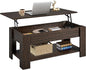 Yaheetech Lift Top Coffee Table with Hidden Compartment and Storage Shelf, Rising Tabletop Dining Table for Living Room Reception Room, 47.5in L, Espresso