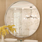 TokeShimi Round Mirror 36 Inch Brushed Silver Round Bathroom Mirror for Wall Non-Rusting Aluminum Alloy Brushed Silver Matte Metal Frame Modern Circle Mirror Fit in Minimalist Multi Style for Decor