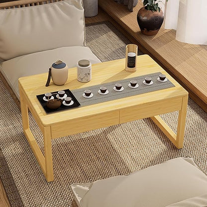 Japanese Floor Coffee Table,Bamboo Low Table,Japanese Tea Table for Sitting Tatami Meditation Living Room Home Office(Wood Color)