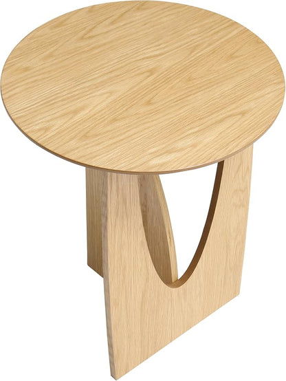 Get Set Style Round End Table Accent Side Table Circle Wood Corner Table Small Modern Coffee Table for Living Room or Bedroom Nightstand (Natural Finish)