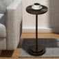 Drink Table, Carved Table Top Martini Table, Small Side Table, Weighted Base Pedestal Table for Living Room, Bedroom, Bathroom, Brown