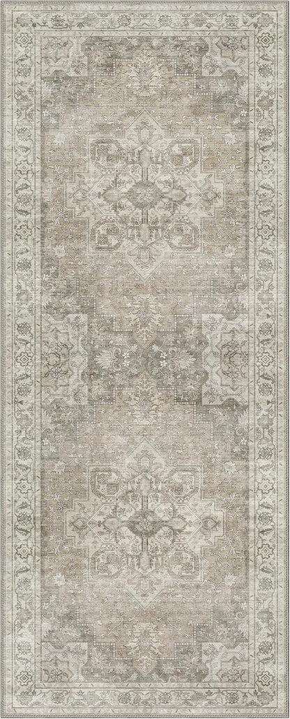 GENIMO 2x12 Runner Rugs for Hallway, Machine Washable Non Slip Vintage Rugs, Low Pile Lightweight Soft Print Rug for enrtyway, Corridor, Home Office, Kitchen, Trench