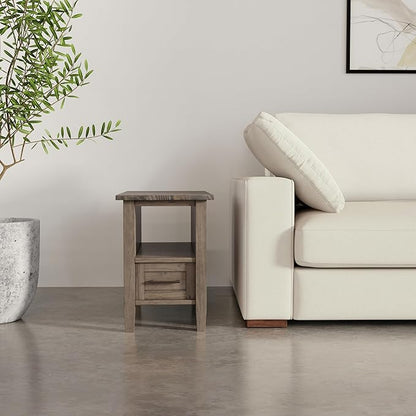 SIMPLIHOME Ela Solid Wood 14 inch Wide Rectangle Transitional Narrow End Table in Smoky Brown for The Living Room and Bedroom