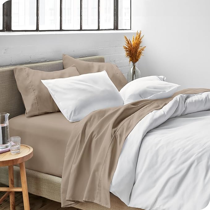 Bare Home Full XL Sheet Set - Luxury 1800 Ultra-Soft Microfiber Full Extra Long Bed Sheets - Double Brushed - Deep Pockets - Easy Fit - 4 Piece Set - Bedding Sheets & Pillowcases (Full XL, Pebble)