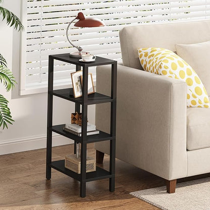 TUTOTAK Small Side Table, Narrow End Table, Skinny Sofa Table, Slim Nightstand, Couch Table, Living Room, Bed Room, Black TB01BK078