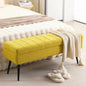 CUYOCA Storage Ottoman Bench, 43.5" Upholstered Entryway Bench, Long Ottoman with Storage for Living Room, Support 660lbs - Fabric Canary