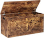 39.4" Storage Chest, Wooden Storage Bench, Large Storage Trunk with 2 Safety Hinges, Entryway Shoes Bench for Living Room, Bedroom, Rustic Brown