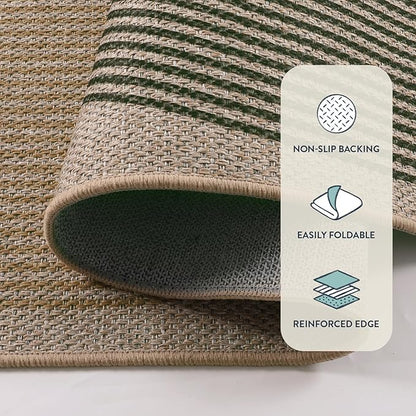 Lahome Modern Rainbow Easy Jute Rug, 6x9 Rug for Living Room Washable Indoor Outdoor Patio Rug, Farmhouse Rug for Bedroom Non Slip Contemporary Carpet for Backyard Deck Office Decor