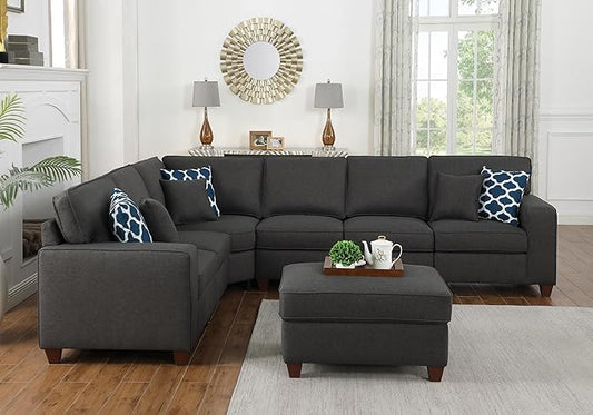 Leio Sectional Modular Sofa with Ottoman for Living Room, Apartment, Bedroom, Office, Dorm