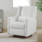 Upholstered Recliner Swivel Glider Nursery Chair Reclining Performance Fabric Rocker with Wood Base,Boucle,Ivory