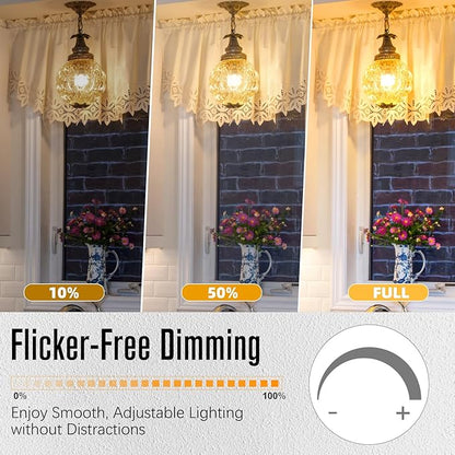LED Edison Bulbs Dimmable, E26 Bulb 60 watt Equivalent, Soft White 2700K, ST58 Vintage Light Bulbs, 90+ CRI, 6W 600LM, E26 Medium Base, Clear Glass, 10 Pack