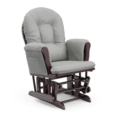 Storkcraft Premium Hoop Glider & Ottoman (Espresso/Light Gray) — GREENGUARD Gold Certified Nursery Glider, Solid Wood Craftsmanship, Smooth-Gliding Nursery Chair and Ottoman, Award-Winning
