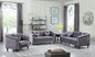 Sectional Sofa Set, Microfiber Chesterfield Upholstered Sofas Loveseat Couch Chair Sets with Style Button Tufted, Scroll Arms and Nailhead for Living Room, Office, Apartment, Grey,3PCS
