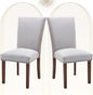 COLAMY Upholstered Parsons Dining Chairs Set of 2, Fabric Dining Room Kitchen Side Chair with Nailhead Trim and Wood Legs - Light Grey