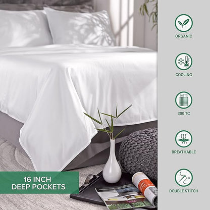 Twin Sheets by Pure Bamboo, Genuine 100% Organic Viscose Derived from Bamboo Bed Sheet Set, Luxuriously Soft & Cooling, Double Stitching, Lifetime Quality Promise (Twin, Silver Pearl)