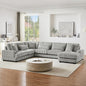 129" Oversized U Shaped Modular Sectional Sofa Couch for Living Room 7 Seater Plush Corduroy Upholstered Large Sofa Deep Seat Cloud Couch with Extra Wide Chaise Lounge and Detachable Thick Cushions