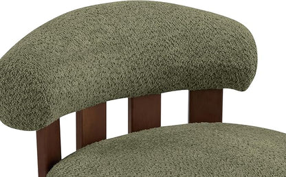 Christopher Knight Home Elvina Boucle Fabric Accent Chair, Solid Wood Single Lounge Sofa, Bedroom Comfy Reading Chair, for Modern Minimalist Style Living Room/Home Office, Olive Green