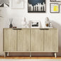 Fluted Cabinet with Storage, Buffet Storage with 4 Doors, Buffet Sideborad Accent Cabinet with Adjustable Shelves for Living Room, Kitchen, Entry, Hallway, Natural