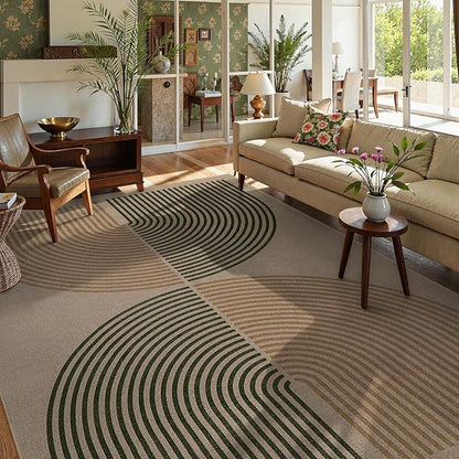 Lahome Modern Rainbow Easy Jute Rug, 8x10 Living Room Rug Indoor Outdoor Patio Rug Farmhouse Large Area Rug, Contemporary Non Slip Non Shedding Carpet for Bedroom Backyard Dining Room