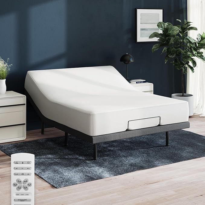 Nectar Premier Queen Adjustable Base & 13” Mattress (New Version) - Head & Foot Incline - Medium Firm Memory Foam - Cooling Upgrade - 3 Massage Settings - 365-Night Mattress Trial & Forever Warranty