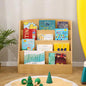 TOETOL 4-Tier Kids Bookshelf - Toddler Book Display Shelves for Classrooms, Playrooms, and Nursery - Wooden Children Book Rack (Natural)