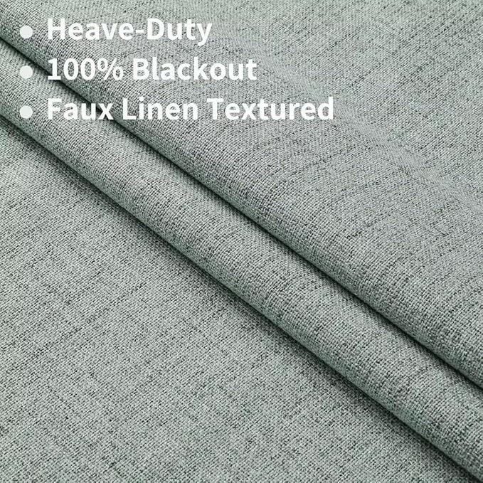 Joydeco Natural Linen Curtains 84 inch Length 2 Panels Set Burg 100% Blackout Patio Door Curtain Room Darkening Sliding Door Curtains Thermal Insulated Back tab Rod Pocket(105x84 inch, Sage Green)