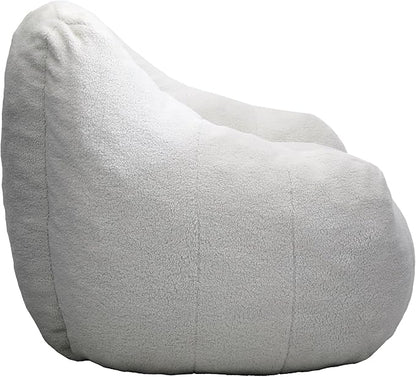 Furniliving Bean Bag Chair, Oversized Bean Bag Couch for Adults Comfy Bean Bag Sofa with Back Support, Large Bean Bag Chair Lazy Sofa for Living Room Bedroom, White, Teddy
