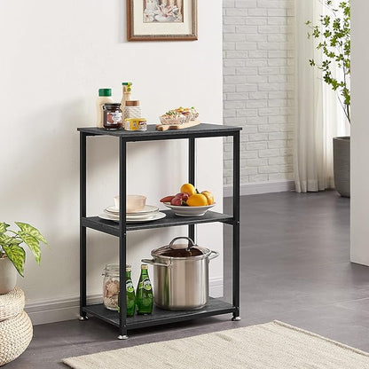 VECELO Tall End Side Table,30" Height Nightstand with 3-Tier Storage Shelf for Living Room Bedroom Office Hallway Study