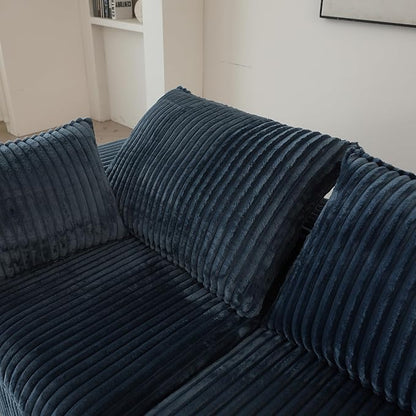 118.2" L Shaped Modular Sectional Cloud Couch with Ottoman, Plush Corduroy Upholstered Compression Sofa, 4-Seat Deep Seat Boneless Sofa Couches with Throw Pillow