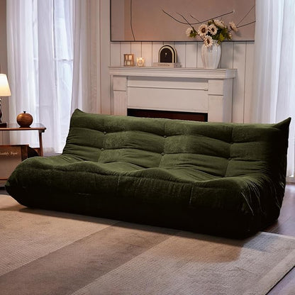 Bean Bag Chair, 3 Seater Fireside Chair Large Bean Bag Sofa for Adults, Memory Foam Chair Gaming Chairs with Comfy Design & Soft Fabric, Lazy Floor Sofa for Living Room, Bedroom, Olive Green