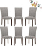 Parsons Dining Chairs Set of 6, Upholstered Nailhead Dining Room Kitchen Side Chair with Thick Cushions and Wood Legs, Black/White