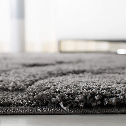 SAFAVIEH Florida Shag Collection Runner Rug - 2'3" x 15', Grey, Scroll Design, Non-Shedding & Easy Care, 1.2-inch Thick Ideal for High Traffic Areas in Living Room, Bedroom (SG455-8013)