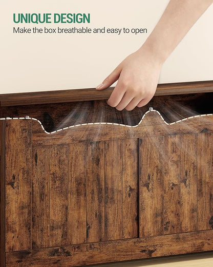 39.4" Storage Chest, Storage Bench Trunk with 2 Safety Hinge, Wooden Box, Lift-Top Chest Organizer, Shoe Bench for Entryway, Bedroom, Living Room, Rustic Brown SB01001X