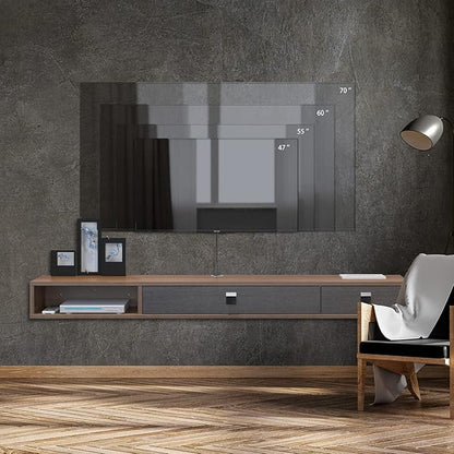 Pmnianhua Floating TV Stand with Doors,47'' Wall Mounted TV Cabinet,Floating Media Console Wall TV Console Under TV Entertainment Shelf with Storage for Bedroom Living Room (Walnut)