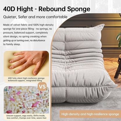 Bean Bag Chairs for Adults, BeanBag Reading Chair Memory Foam Couch 3-Seater, Floor Chair Soft Teddy Material, Comfy Reading Nook Chairs for Bedroom Living Room Office (Grey)