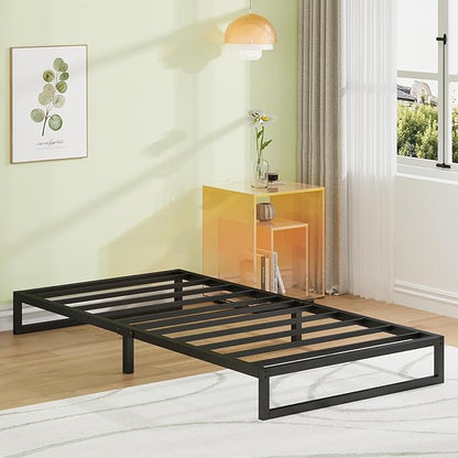 EMODA 7 Inch Twin XL Bed Frames No Box Spring Needed, Heavy Duty XL Twin Metal Platform Bed Frame, Noise Free, Easy Assembly, Black