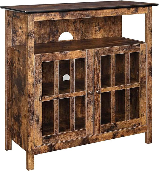 Convenience Concepts Big Sur Highboy Stand 36" Modern Entertainment Center for TVs up to 40", Storage Cabinet for Dining, Living, & Family Room, Console Hall Table with Shelves, unspecified, Barnwood