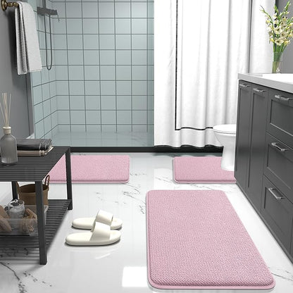 OLANLY Thick Memory Foam Bath Mat Rug 24x16, Extra Soft Absorbent Bathroom Rug, Quick Dry Bath Mats, Non-Slip, Machine Washable Carpet for Bathroom, Tub and Shower, Home Decor Accessories, Dusty Rose