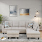 L Shaped Sectional Couches, Modern Modular Sectional Sofa for Living Room Bedroom Furniture, Cozy 4 Seat Couch with Ottoman Storage & Chaise, Gray White