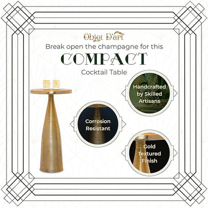 OBJET D'ART Small Round Gold End Tables, Luxor, 23'' Height, Vintage Metal Accent, Side, Pedestal, Coctail and Drink Tables for Living Room and Small Spaces