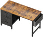 Casaottima 40" Small Computer Home Office Desk for Bedroom with Fabric Drawers & File Cabinet, Cloth Storage Bag and Hook, Writing Study Work Table for Small Space, Vintage